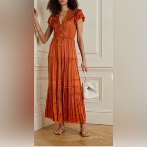 Ulla Johnson Isadora Ruffled plisse-satin maxi dress